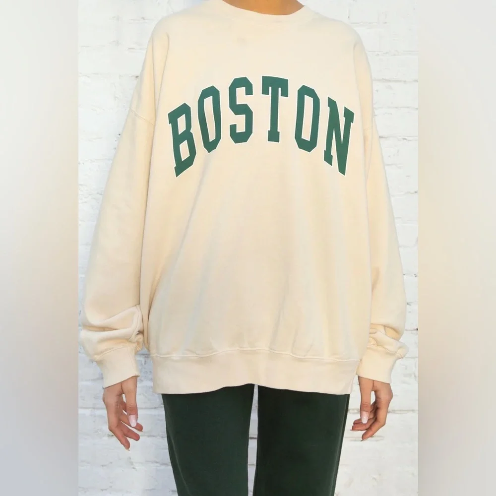 Brandy melville oversized cream Erica Boston sweatshirt - Picture 1 of 5